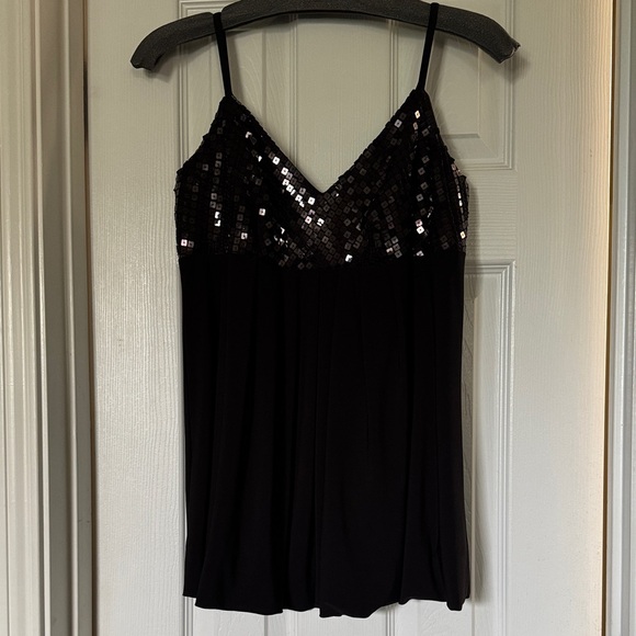 R&M Richards Tops - R&M Richards Black Sequin V-Neck Spaghetti Strap Camisole